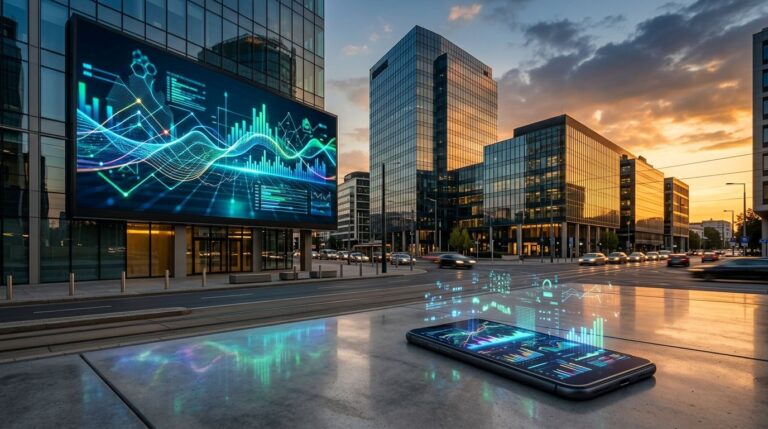 Digitales Marketing und physische Plakatwerbung für Fintech-Startups
